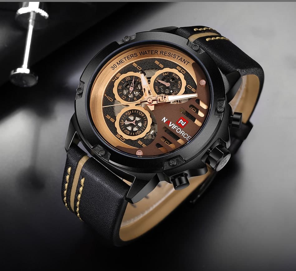 Naviforce NF9110-Black and Gold Watch Price In Bangladesh. - Image 2