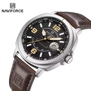 Naviforce NF8078 Coffee Silver Men's Watch