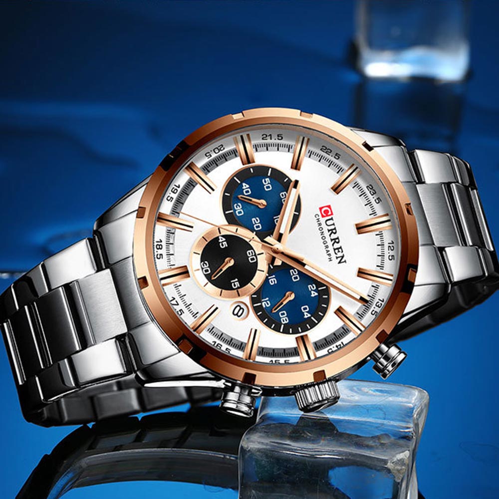 Curren 8355 Rosegold White Watch For Men - Image 2