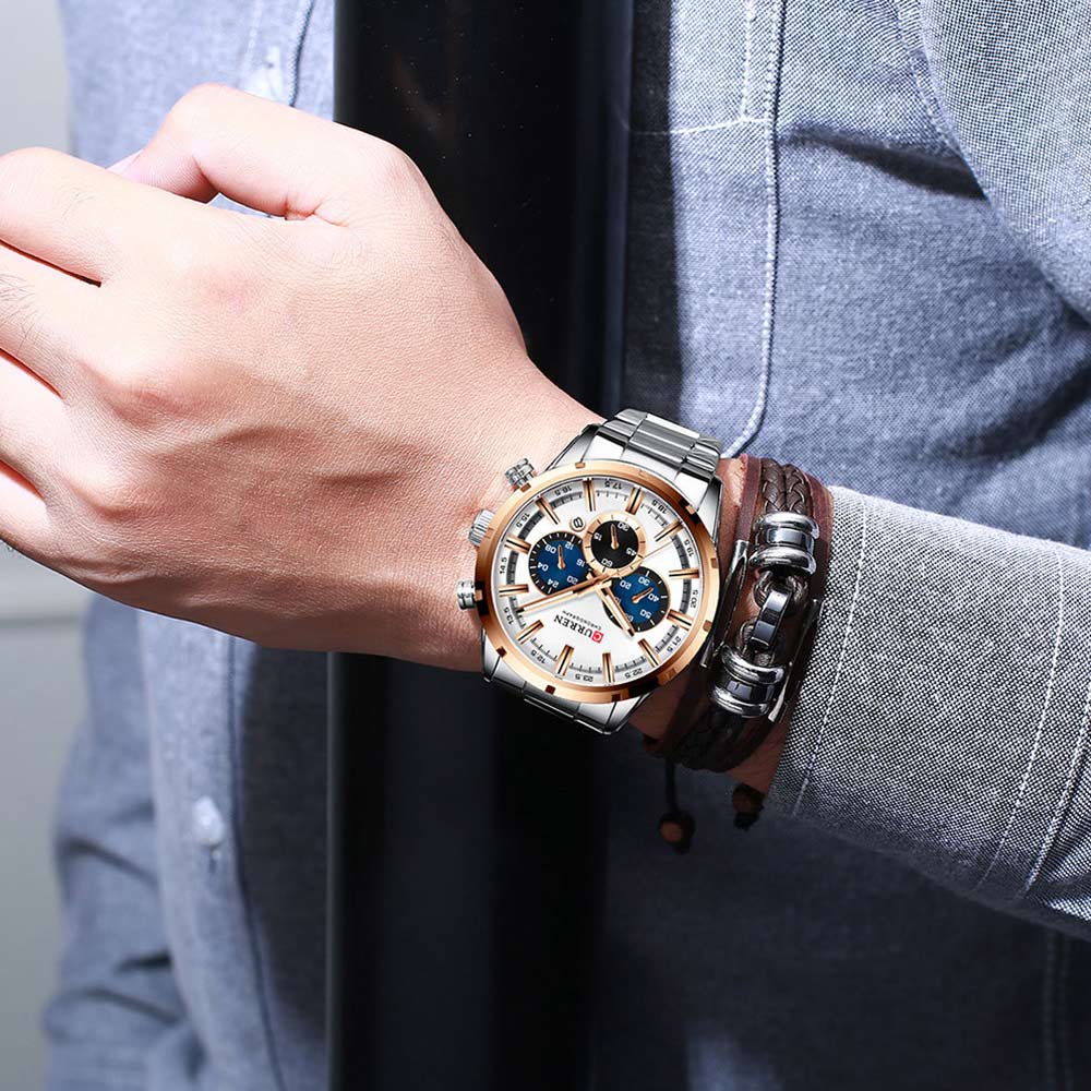 Curren 8355 Rosegold White Watch For Men - Image 3