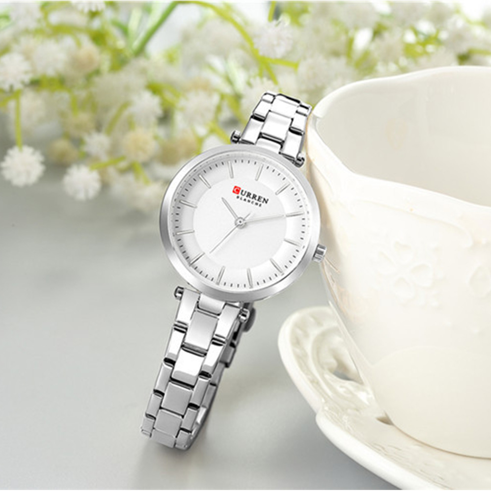 Curren 9054 Silver White Watch For Women - Image 3