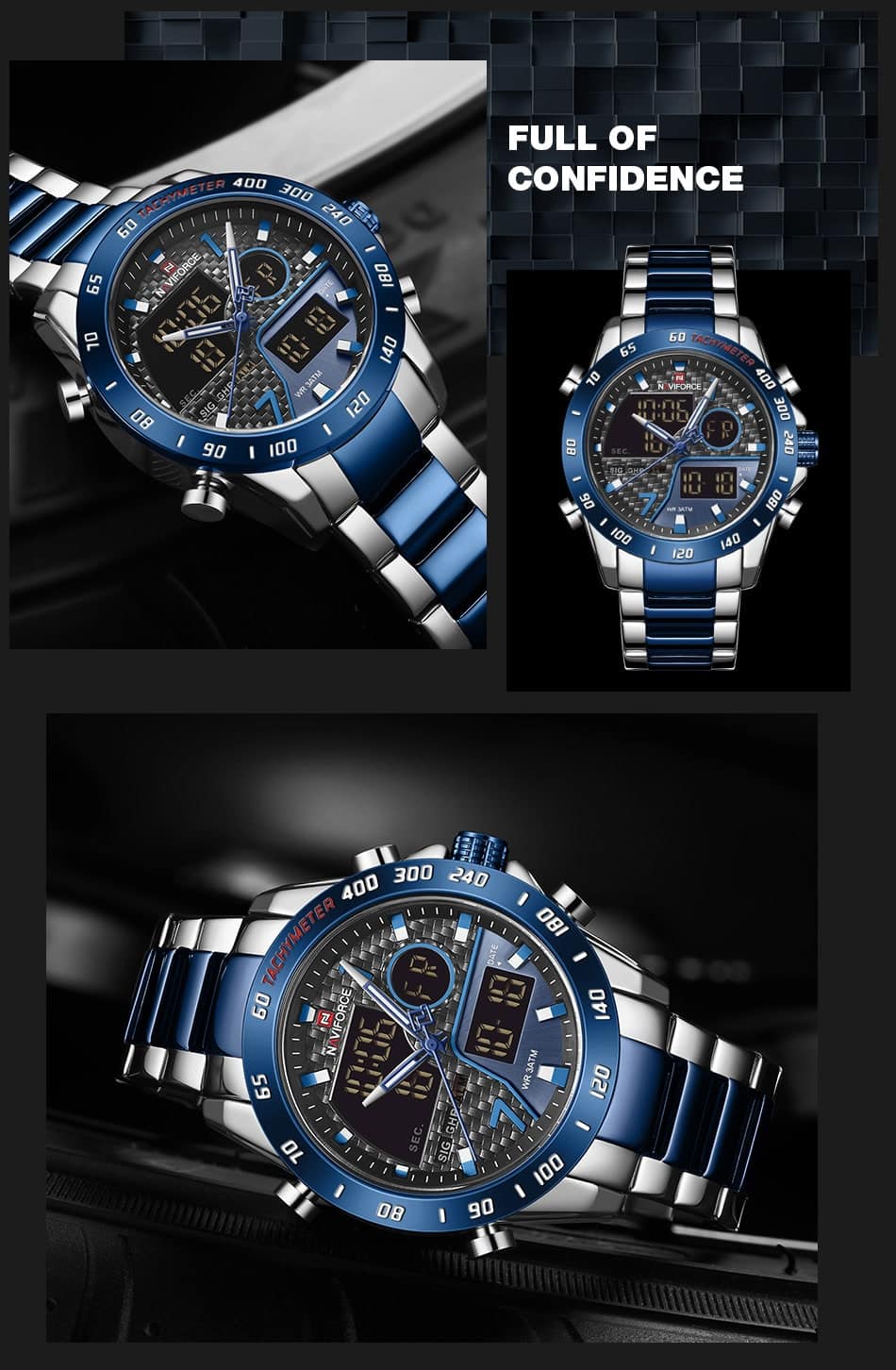 Naviforce 9171 For Men - Blue - Image 3