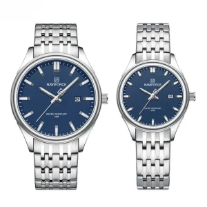 Naviforce NF8039 Silver Blue Couple Watch