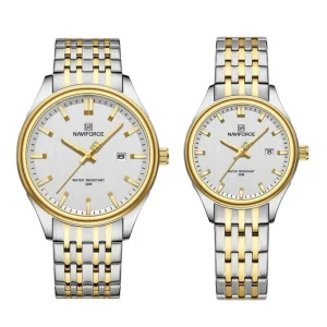 Naviforce NF8039 Silver Gold Couple Watch