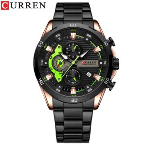 Curren 8402-Black and Green Watch Price In Bangladesh