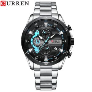 Curren 8402-Silver Black Watch Price In Bangladesh