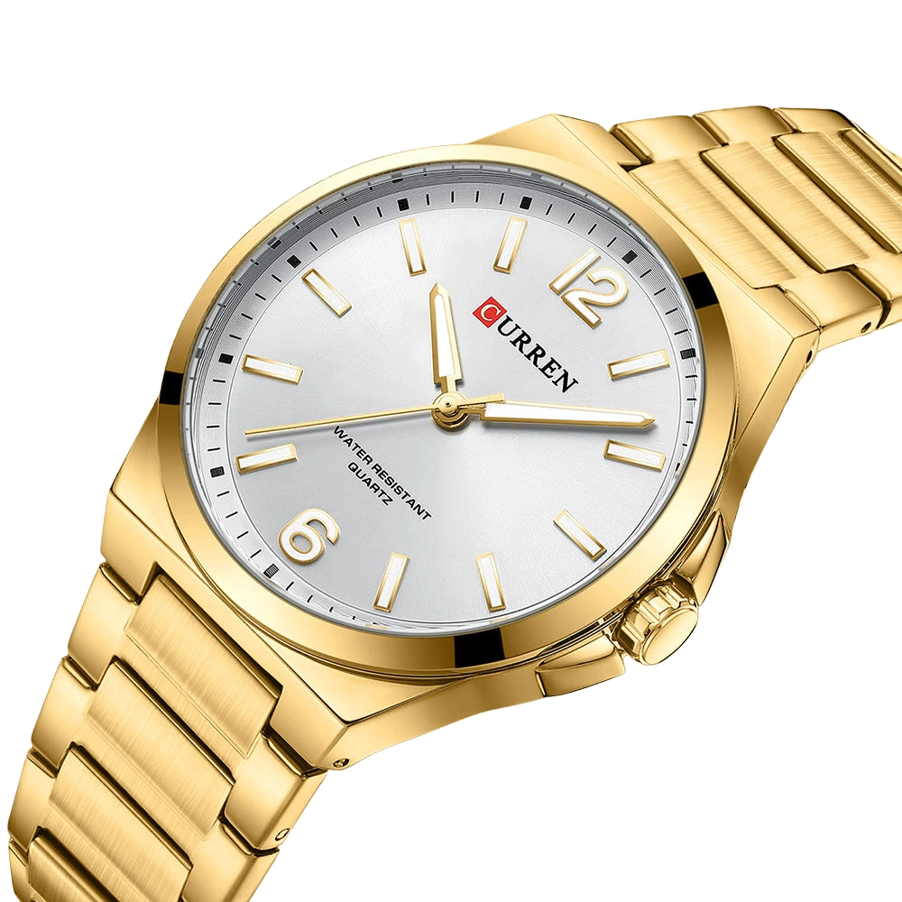 Curren 8493 Golden White Watch For Men's - Image 2
